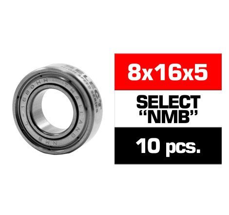 8x16x5mm SELECT NMB METAL SHIELDED BEARING SET (10pcs.)