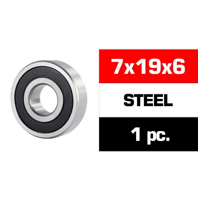 7x19x6mm STEEL \HS\ RUBBER SEALED FRONT ENGINE BEARING (UR NOVA OS) (1pc)